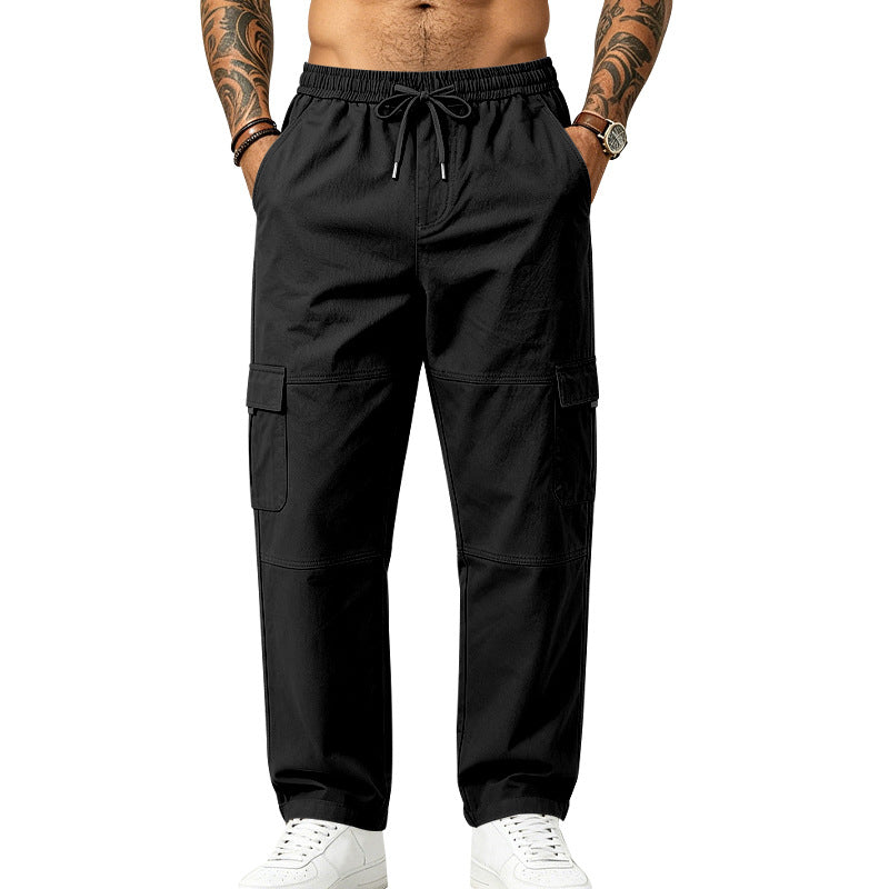Herren locker geschnittene multifunktionale Cargohose aus Baumwollmischung mit Kordelbund Shop Nory