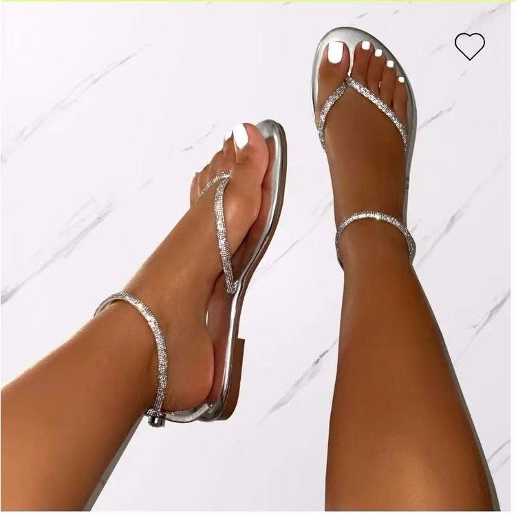 Damen Glamouröse Zehentrenner-Sandalen mit funkelnden Strass-Elementen
