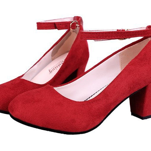 Damen nan Samtige Komfort-Pumps mit gepolstertem Fußbett und verstellbarem Knöchelriemen