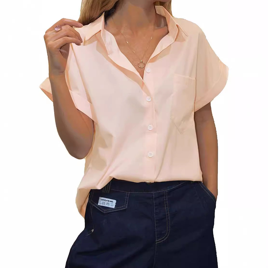 Damen elegant geschnittene Kurzarmbluse