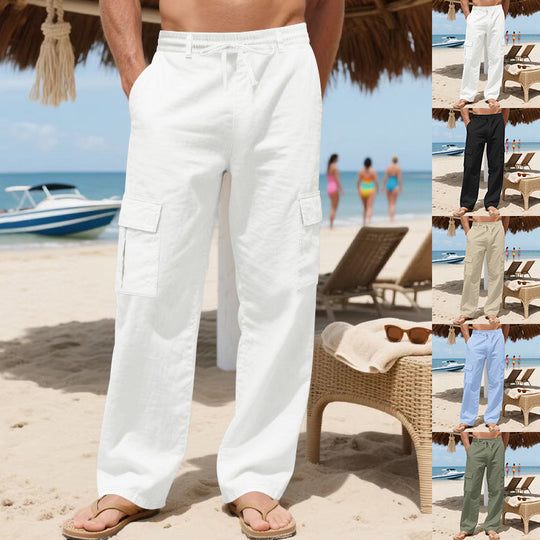 Herren Relaxed-Fit Cargo-Strandhose mit elastischem Bund und aufgesetzten Klappentaschen Shop Nory