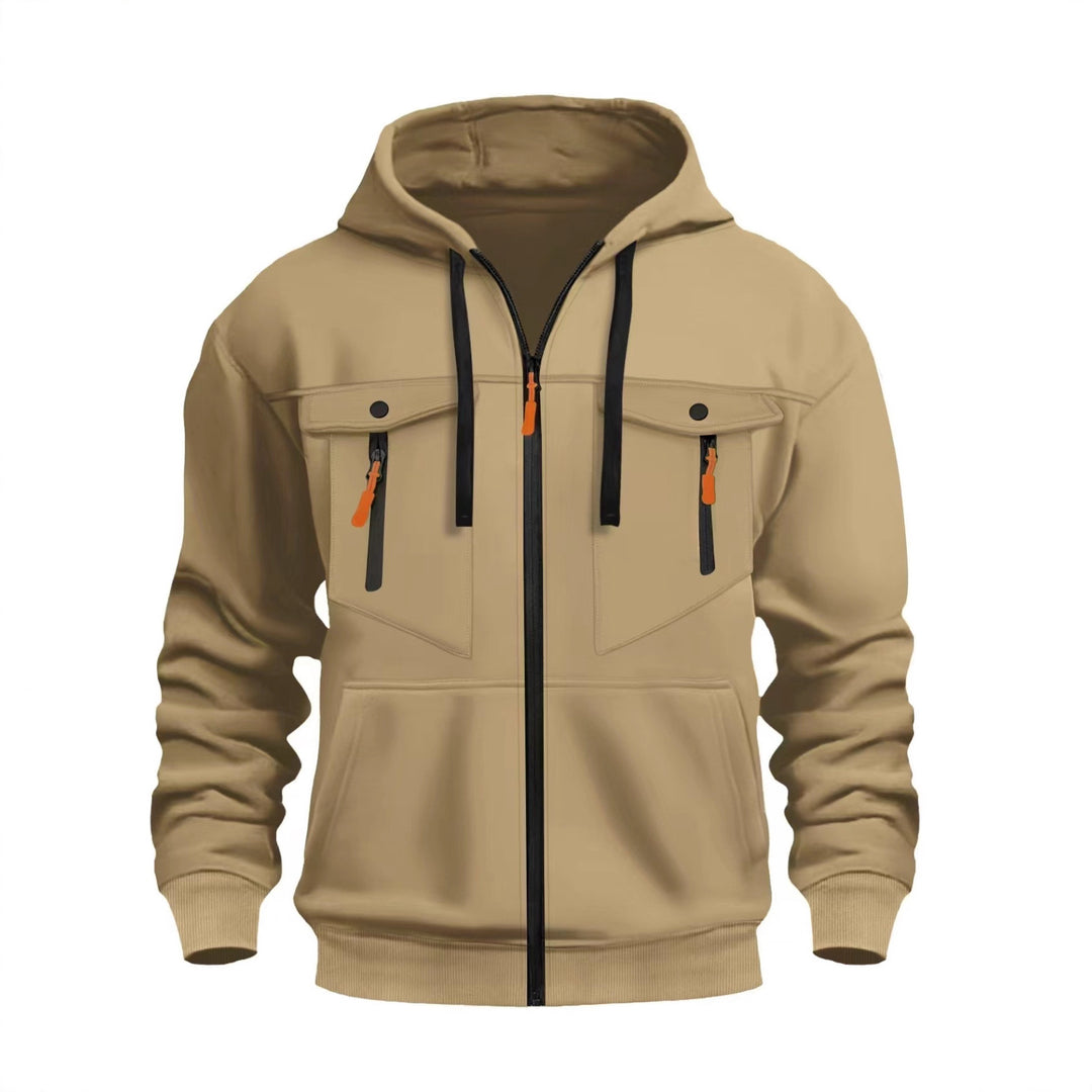 Herren Kapuzen-Sweatjacke mit durchgehendem Reißverschluss, zwei zip-Brusttaschen und ergonomischen Bündchen Shop Nory