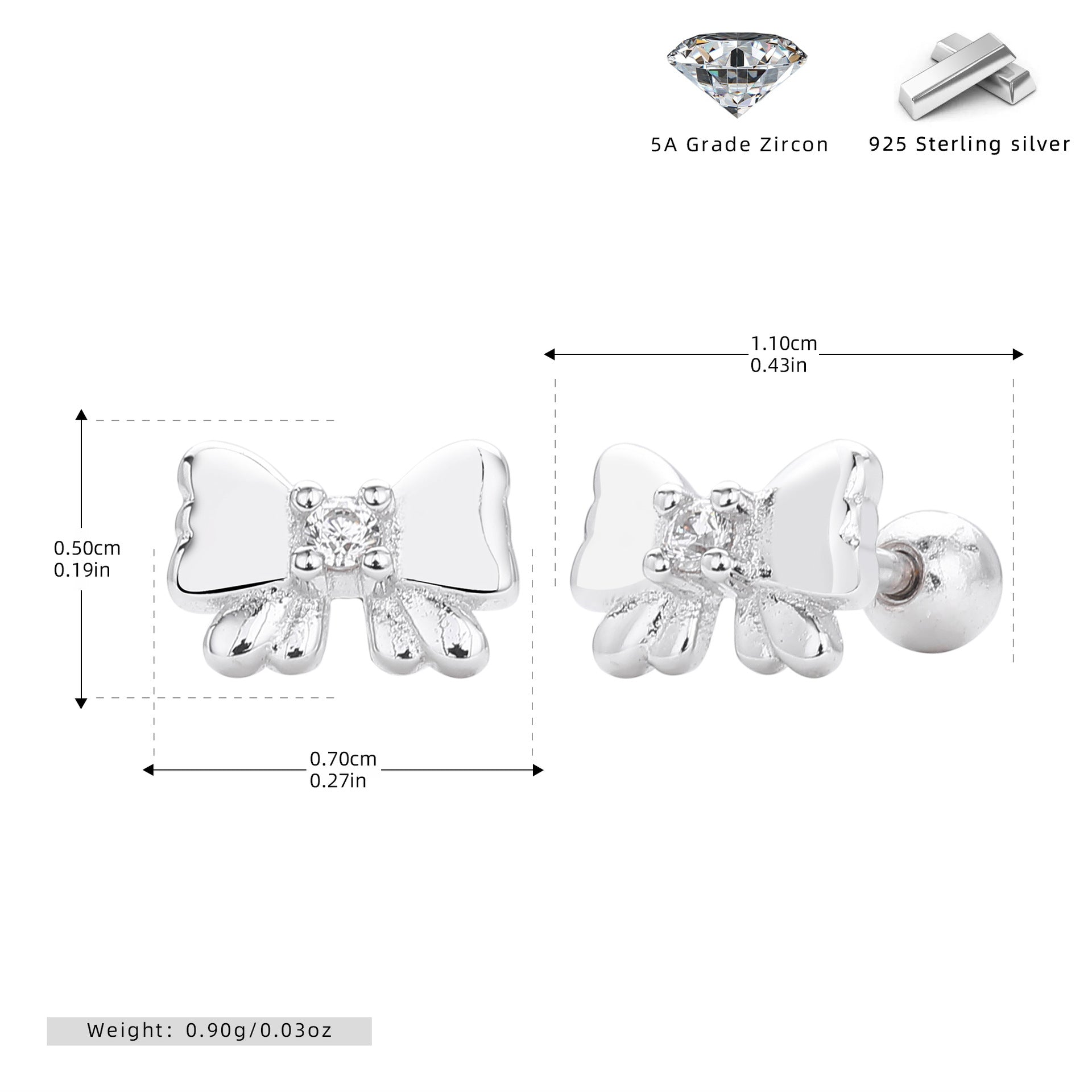 Damen Ohrstecker im niedlichen Schmetterlingsdesign aus 925 Sterling Silber Shop Nory