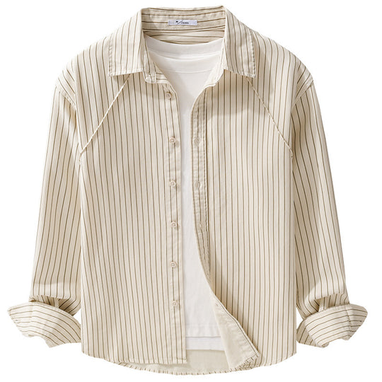 Herren Leichtes Streifen‑Overshirt mit Kentkragen und Raglanärmeln Shop Nory