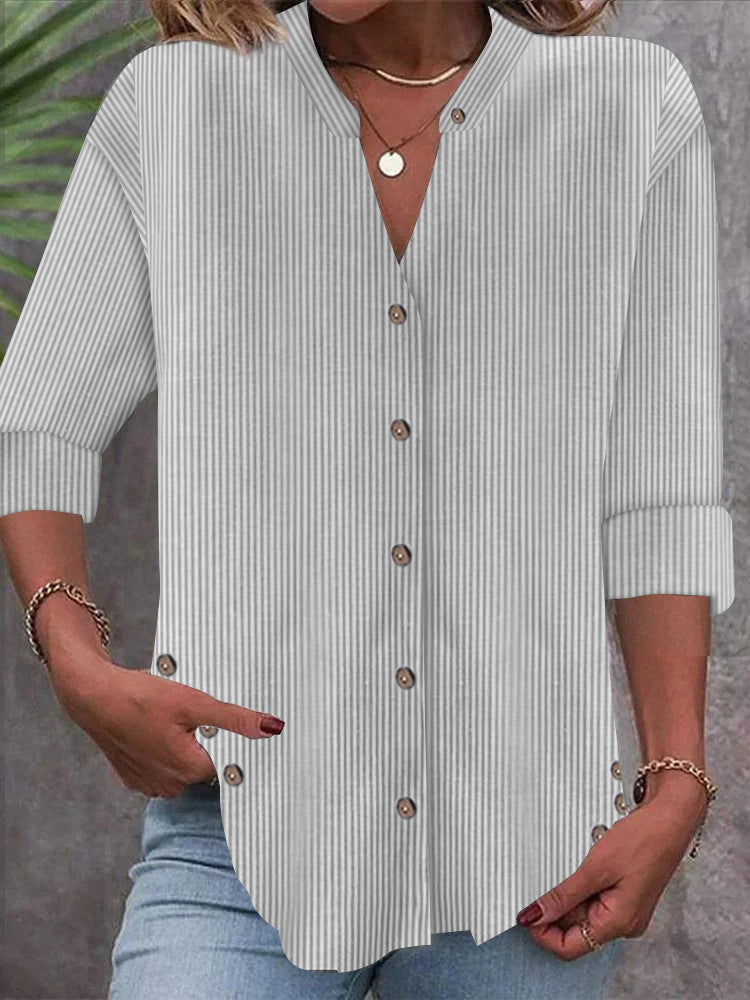 Damen Button-Down Blusenshirt mit eleganten Streifen