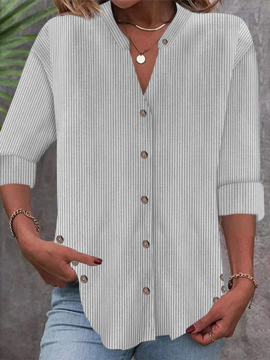 Damen Button-Down Blusenshirt mit eleganten Streifen