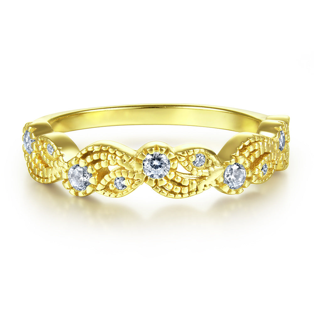 Damen Ring mit floralen Details und glitzernden Zirkonia Shop Nory