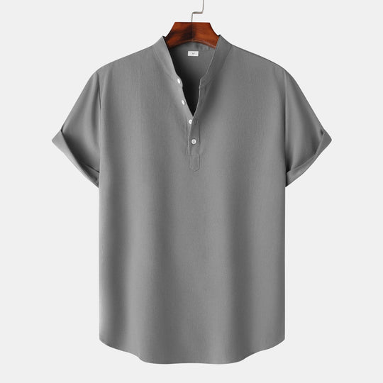 Herren Kurzarmhemd mit modernem Henley-Design und funktionalen Knöpfen Shopnory