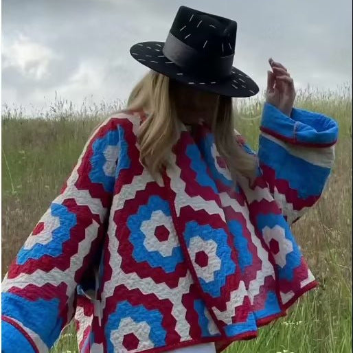 Damen Gesteppte Quilt-Jacke im Patchwork-Motiv mit kastiger Oversize-Silhouette Shop Nory