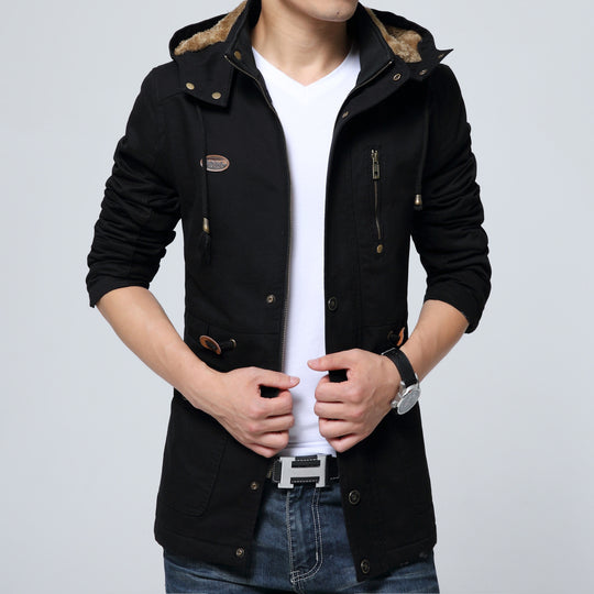 Herren Fieldparka im Utility-Look mit Teddyfleece-Kapuze, Kordelzug und Multifunktions-Taschen Shop Nory