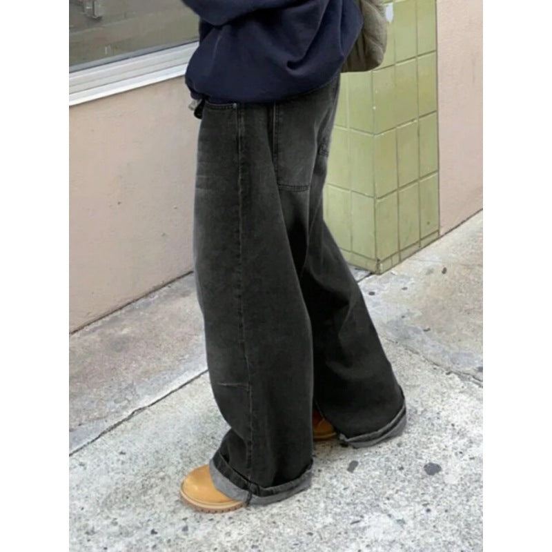 Damen High-Waist Baggy Jeans mit einzigartigem Waschungsverfahren