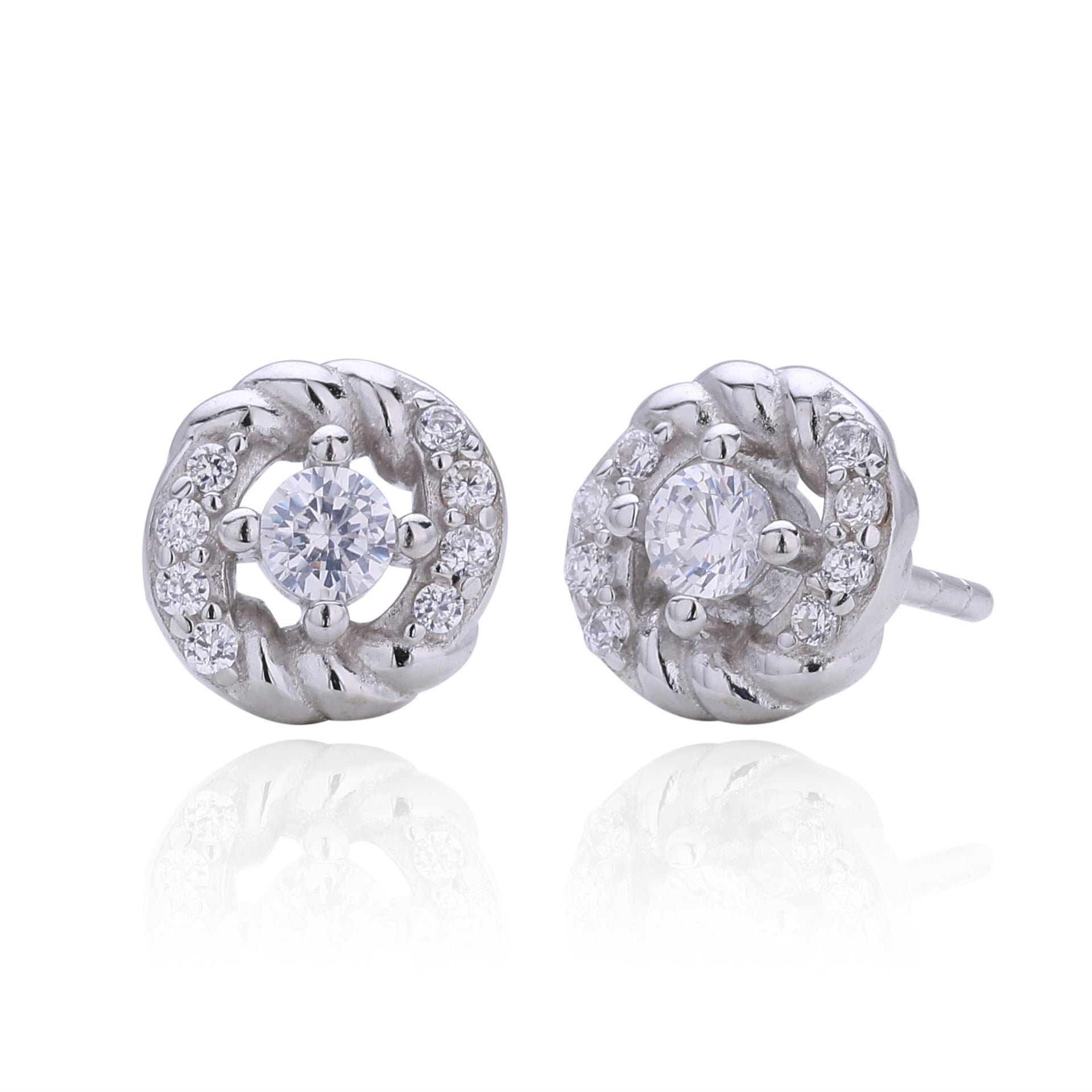 Damen Ohrstecker mit luxuriösem Zirkonbesatz aus 925 Sterlingsilber Shop Nory