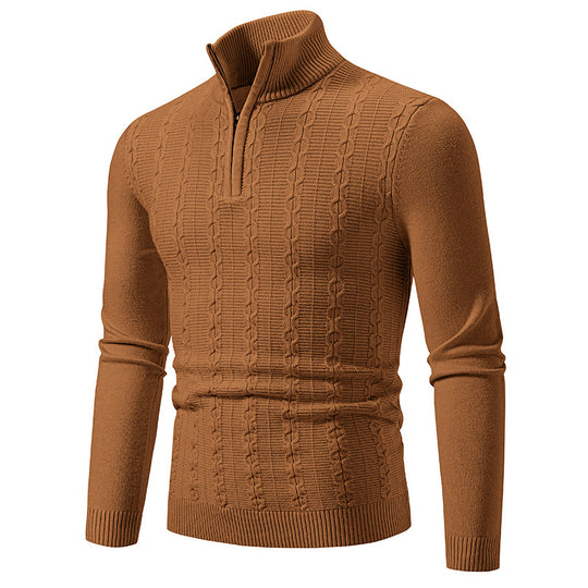 Herren Schmaler Halbzip-Zopfmuster-Pullover mit Thermo-Feinstrick und Rippsaum Shop Nory