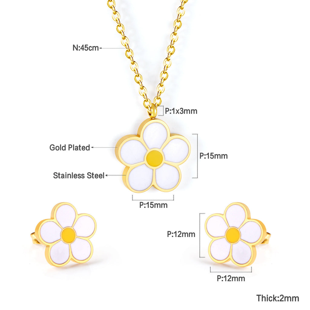 Damen Schmuckset mit blütenförmigem Anhänger und passenden Ohrsteckern Shop Nory