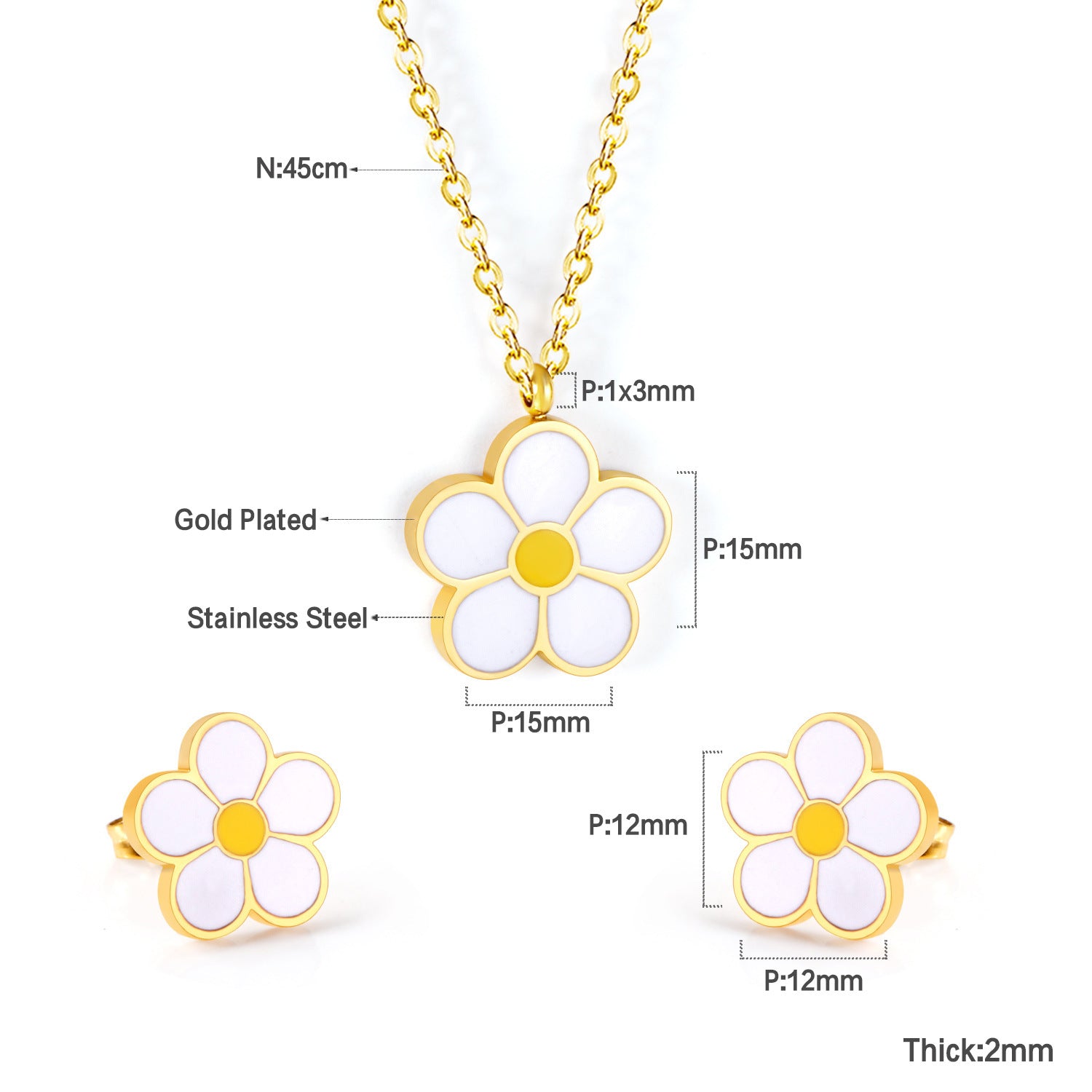 Damen Schmuckset mit blütenförmigem Anhänger und passenden Ohrsteckern Shop Nory