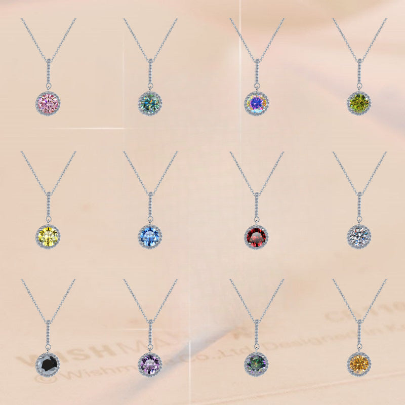 Damen Halskette mit funkelndem Kristallanhänger und verzierter Fassung Shop Nory