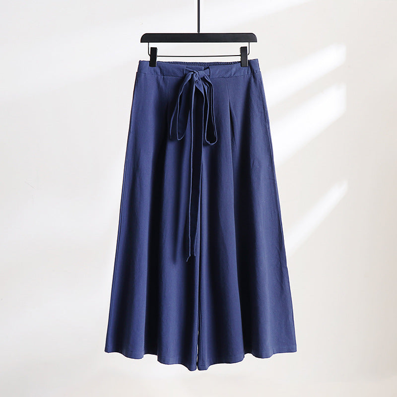 Damen Palazzo-Culotte mit elastischem Bund und Bindegürtel Shop Nory