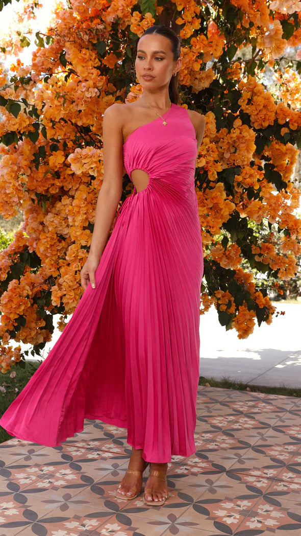 Damen Maxikleid mit Raffiniertem Faltenwurf und Asymmetrischem Design