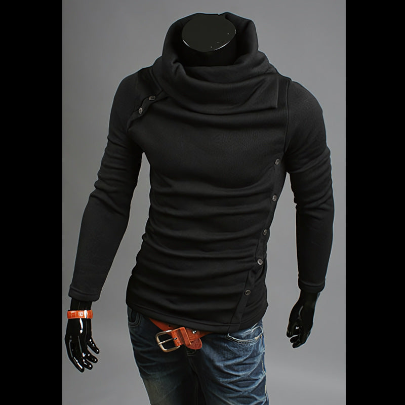 Herren Strickpullover mit großem Schalkragen, asymmetrischer Knopfleiste und schmaler Silhouette Shop Nory