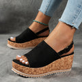 Damen Keilabsatz-Sandalen mit verstellbarem Riemen und komfortablem Fußbett Shopnory