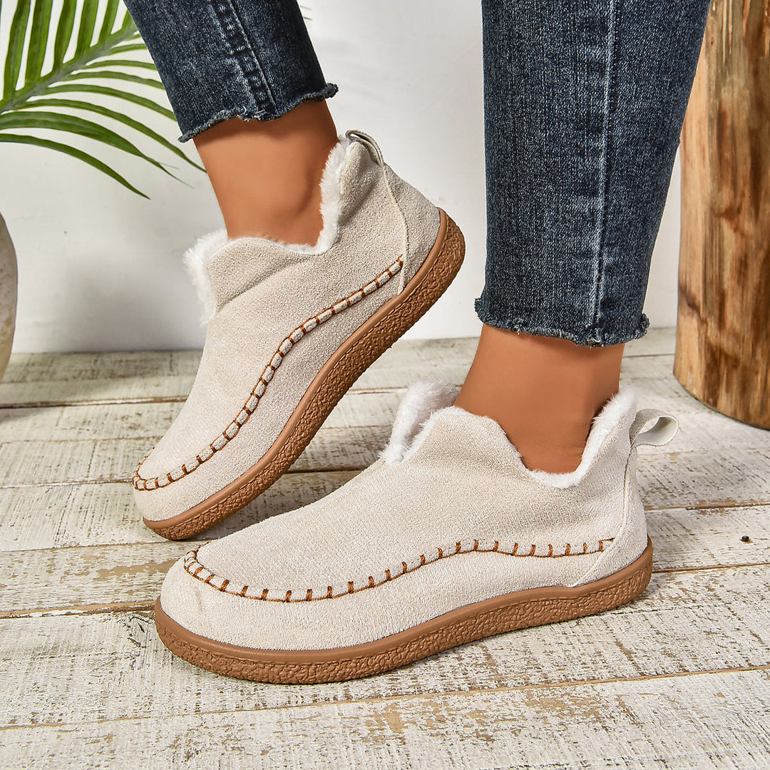 Damen Slipper mit warmem Fleece-Futter und rutschfester Sohle