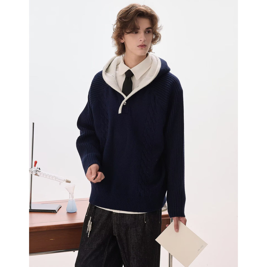Herren Lässiger Grobstrickpullover mit Reißverschluss Shop Nory