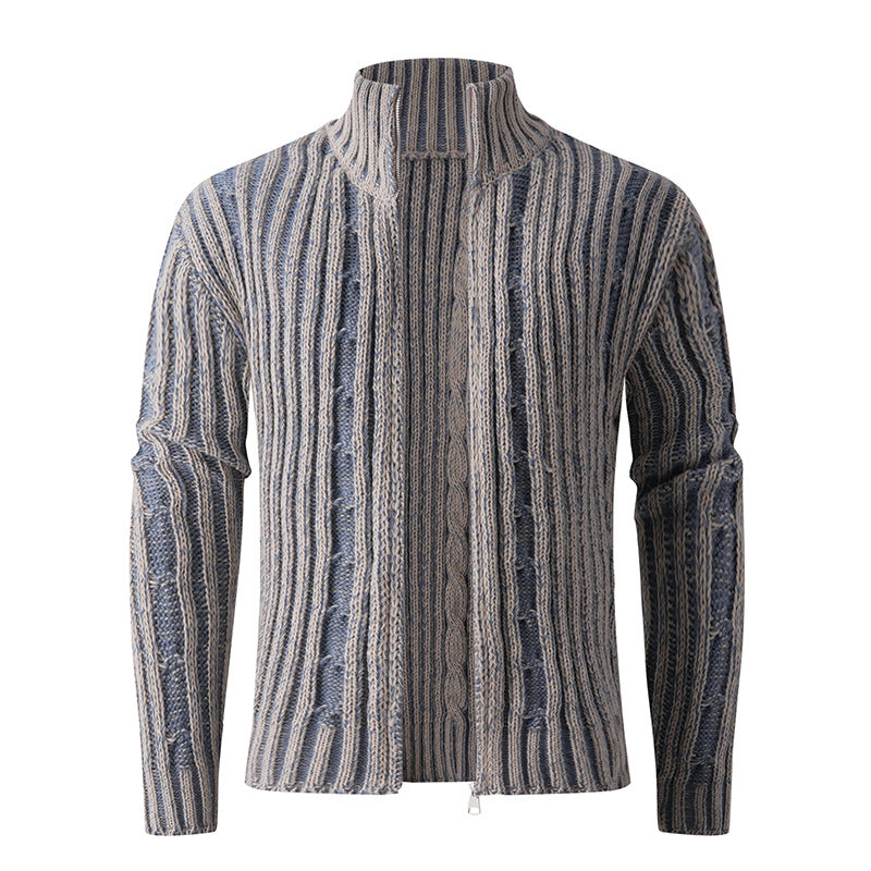 Herren Strickcardigan mit Zopfmuster, Stehkragen und durchgehendem Reißverschluss Shop Nory