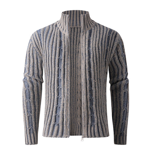 Herren Strickcardigan mit Zopfmuster, Stehkragen und durchgehendem Reißverschluss Shop Nory