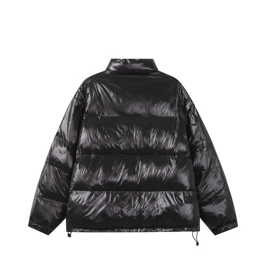 Unisex Glänzende Boxy‑Wattierte Oversize‑Pufferjacke mit hohem Stehkragen Shop Nory