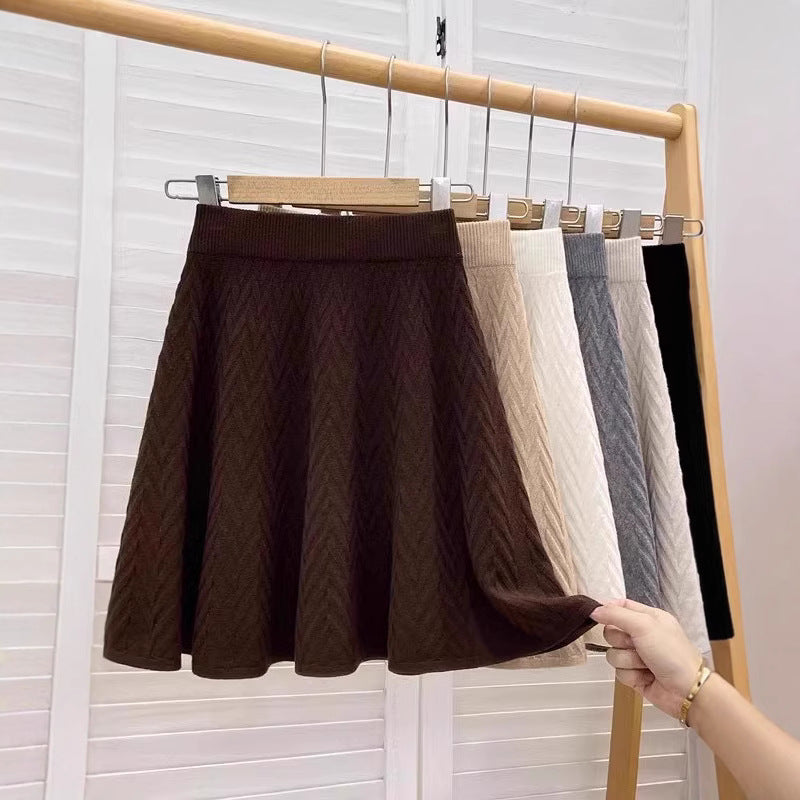 Damen Plissierter Strickrock mit Zopfmuster Shop Nory