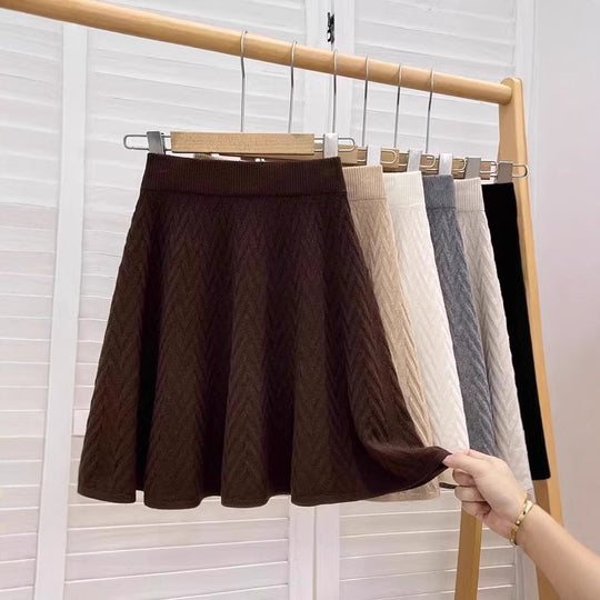 Damen Plissierter Strickrock mit Zopfmuster Shop Nory