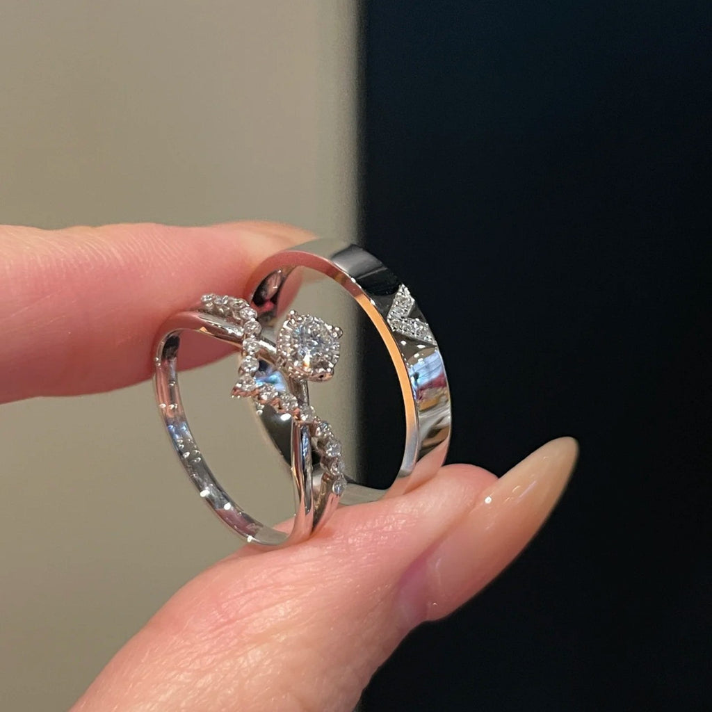 Damen Zarter Ring mit funkelndem Zirkonia und eleganter Welle Shop Nory