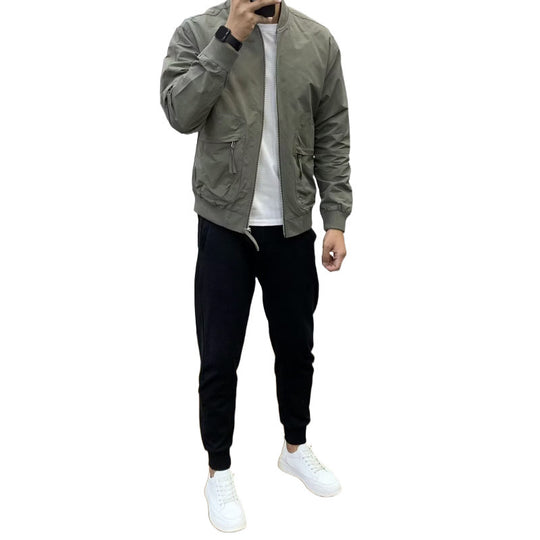 Herren Leichte Utility-Bomberjacke mit Reißverschluss, Multifunktions-Taschen und Rippbündchen Shop Nory