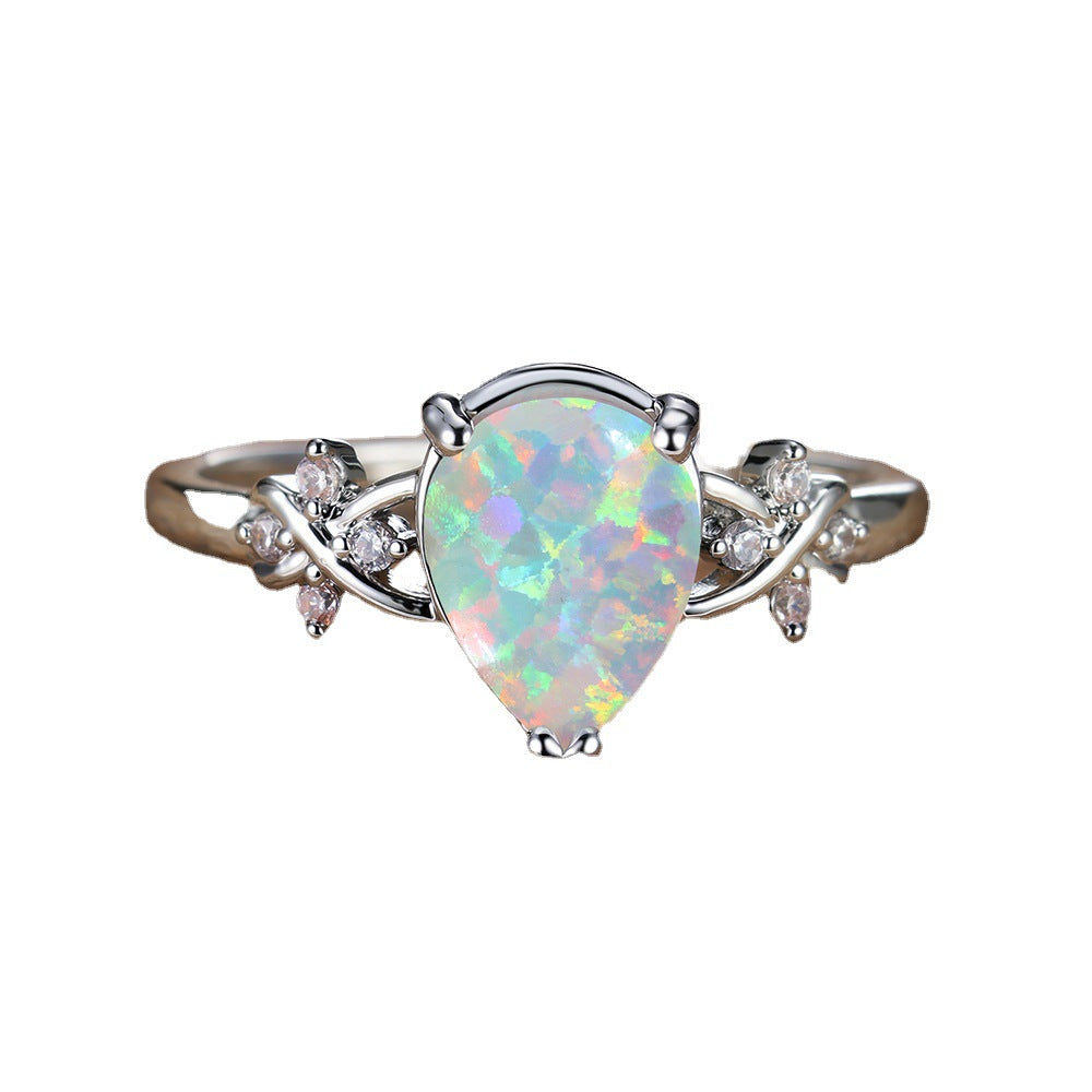 Damen Ring mit eleganter Opalstein-Fassung und zarten Zirkonia Shop Nory