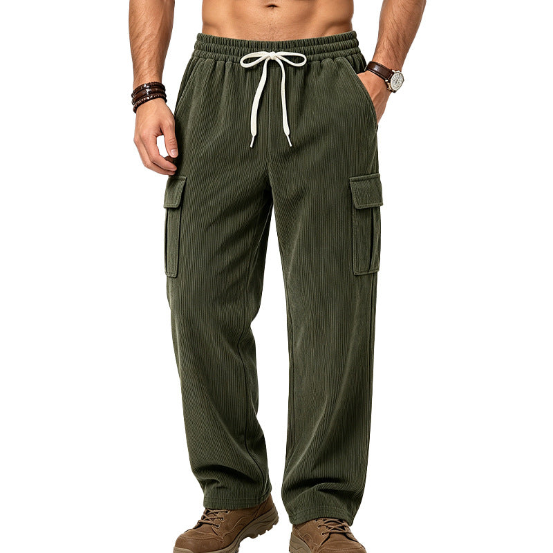 Herren Lässige Cord-Cargo-Hose mit elastischem Bund und Kordelzug Shop Nory