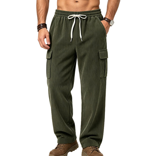 Herren Lässige Cord-Cargo-Hose mit elastischem Bund und Kordelzug Shop Nory