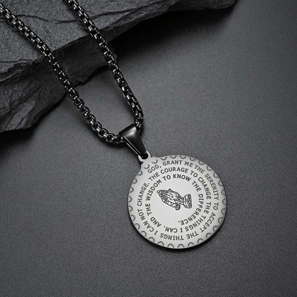 Herren Halskette mit gravierbarem Medaillon und inspirierender Botschaft Shop Nory