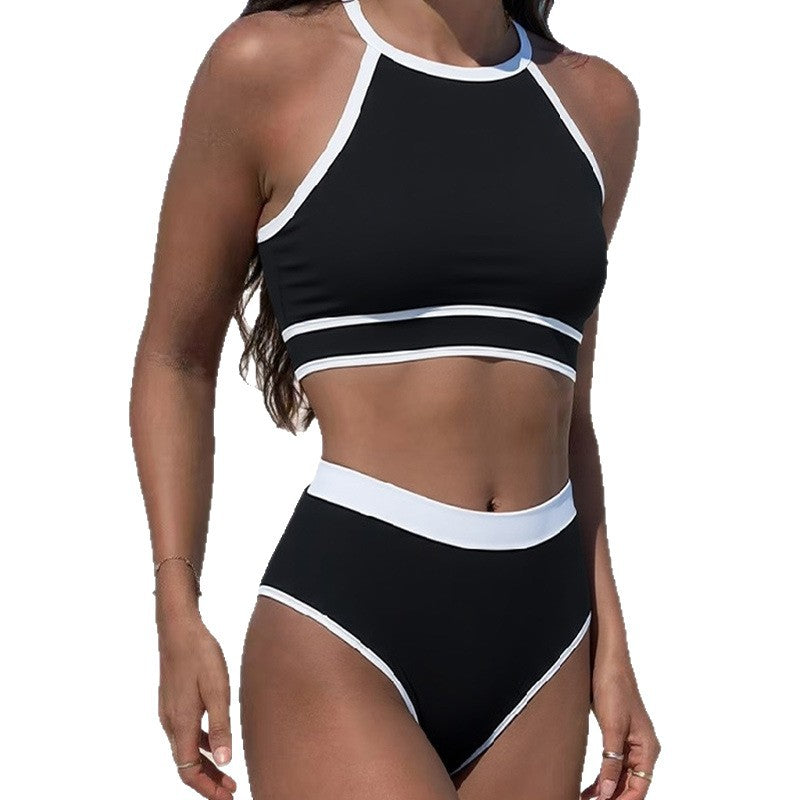 Damen Sportliches Bikini-Set mit hochgeschnittenem Unterteil und Racerback-Oberteil