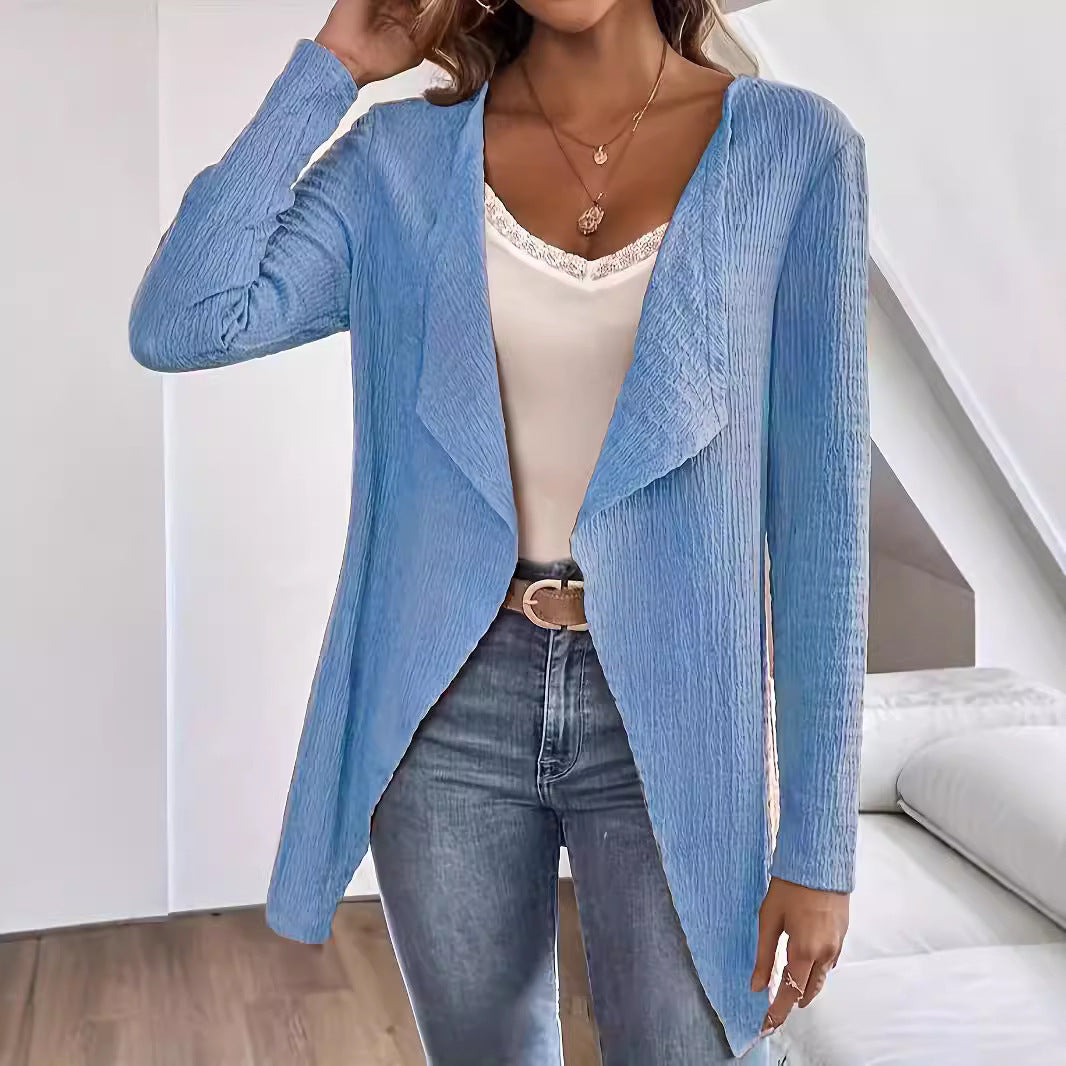 Damen Wasserfall-Blazer aus Crinkle-Struktur, leicht und offen Shop Nory