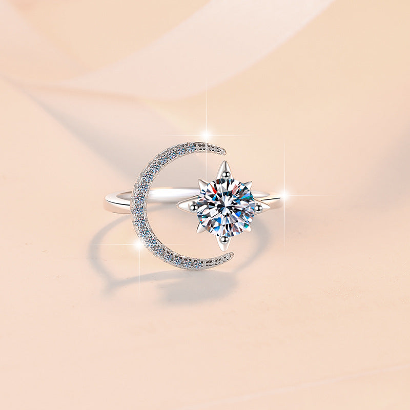 Damenring mit funkelndem Zirkonia und mondförmigem Design Shop Nory