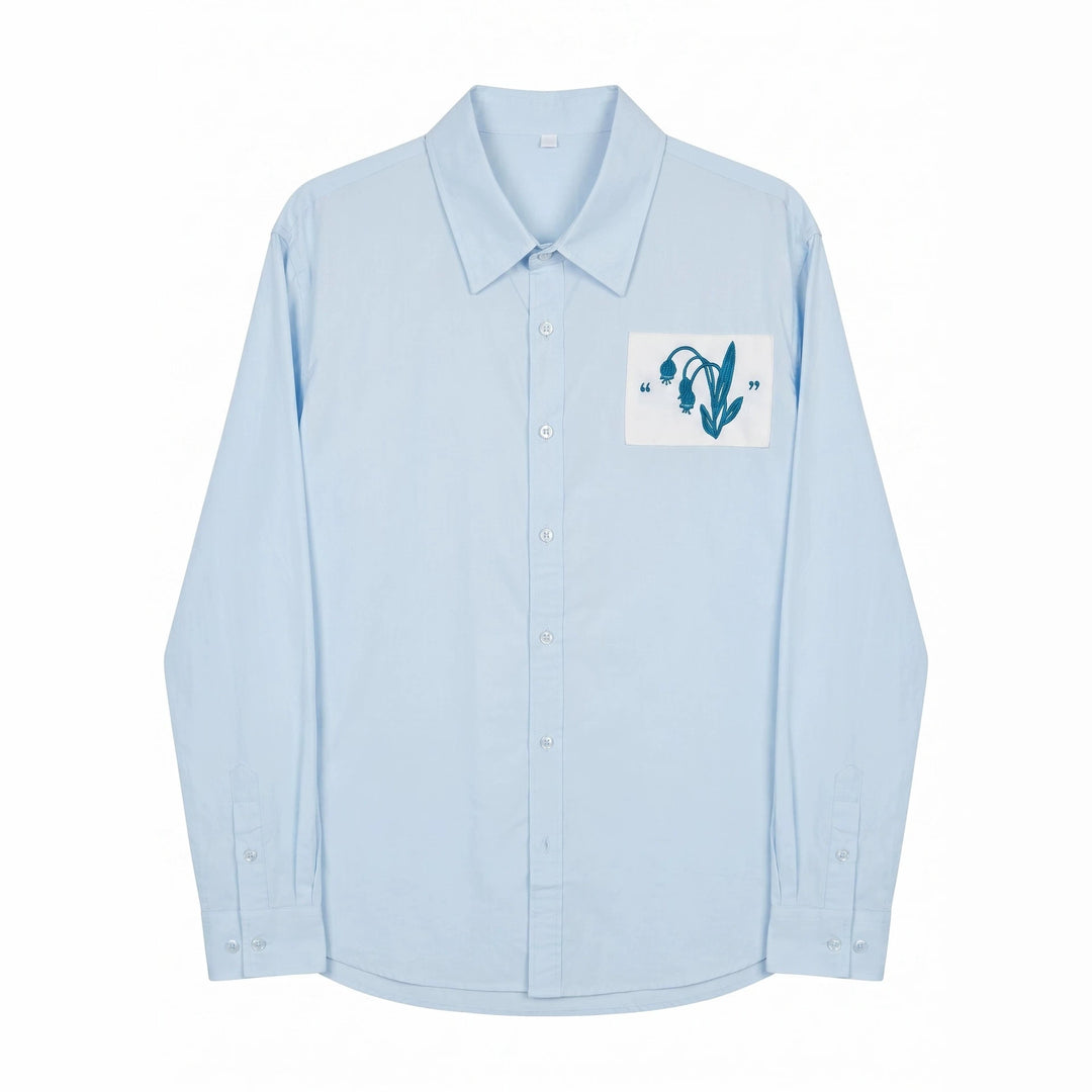 Herren Oversized Hemd mit gestickter Brustpatch und Kentkragen Shop Nory
