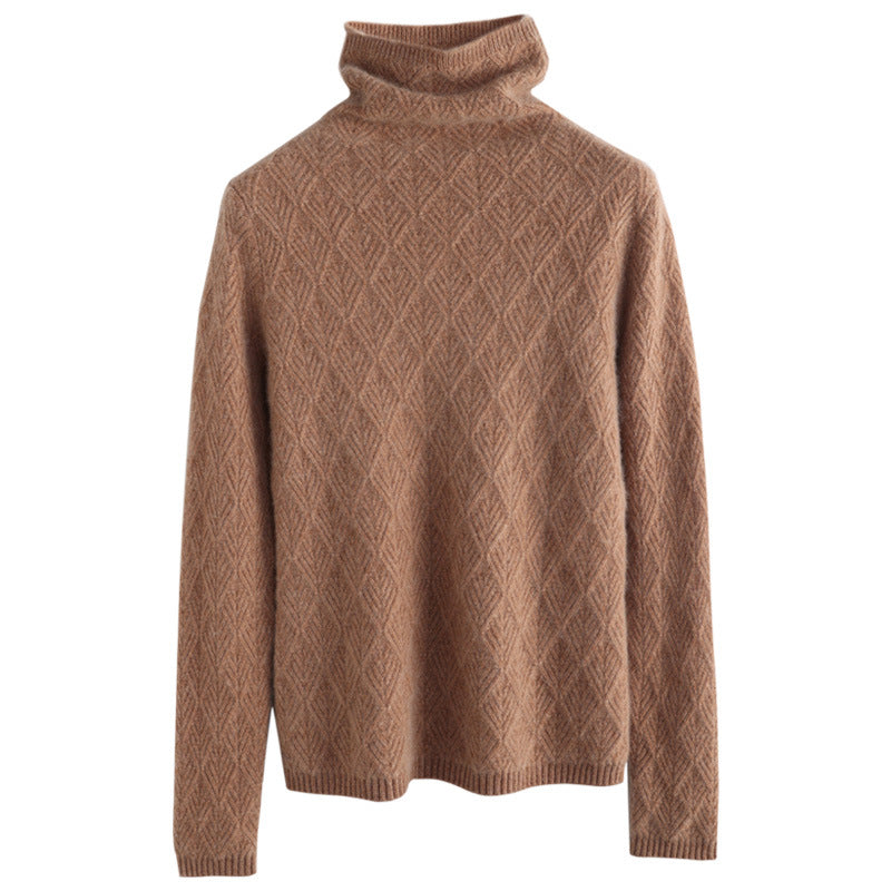 Damen Luxuriöser Mohair‑Mix Rollkragenpullover mit diamantgewShop Noryter Ajourstruktur Shop Nory