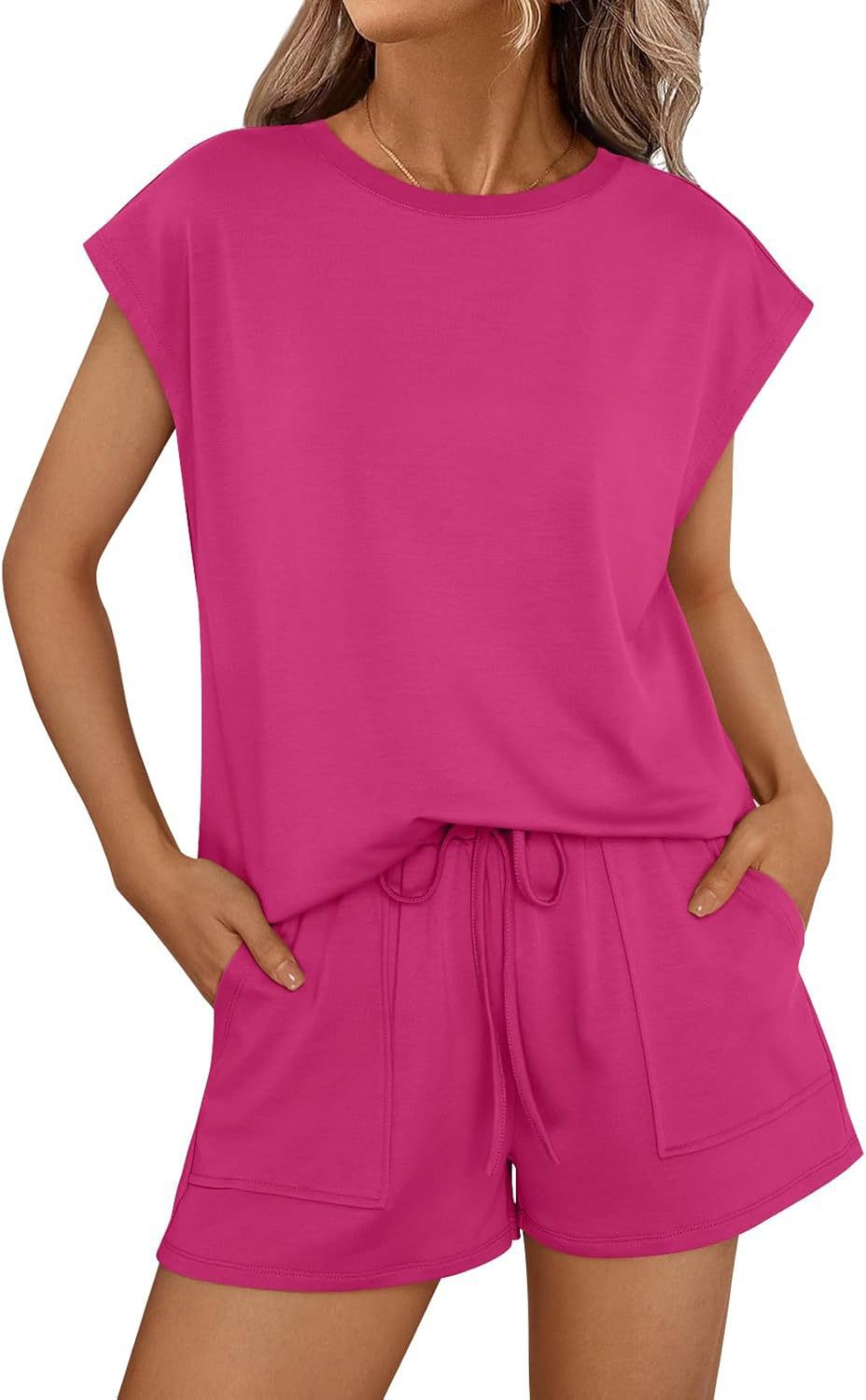 Damen lässiges Zweiteiliges Set mit weitem Oberteil und Shorts