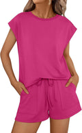 Damen lässiges Zweiteiliges Set mit weitem Oberteil und Shorts