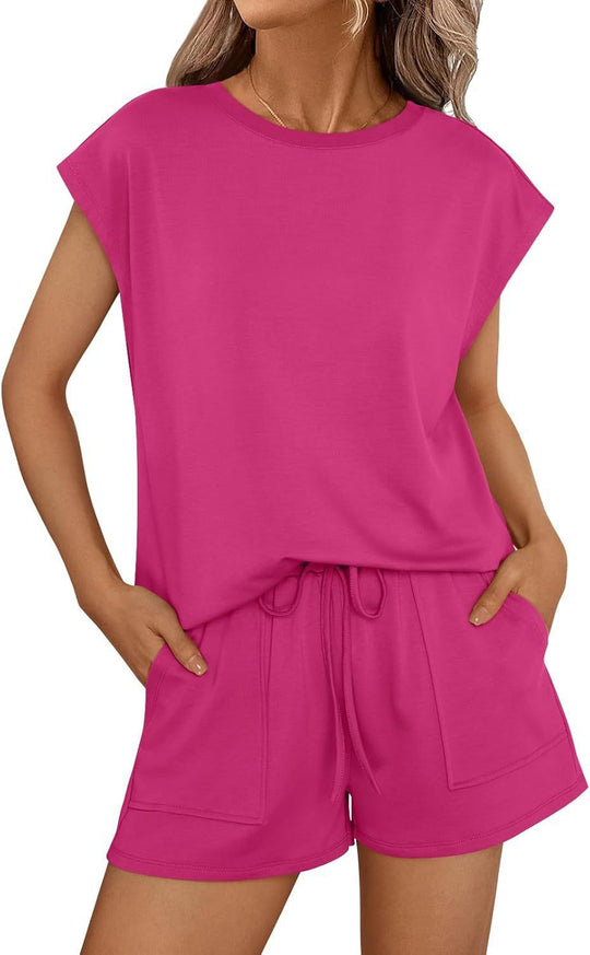 Damen lässiges Zweiteiliges Set mit weitem Oberteil und Shorts
