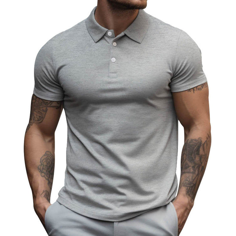 Herren nan tailliertes elastisches Piqué-Poloshirt mit klassischem Kragen