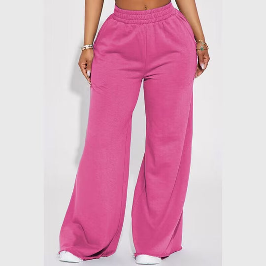 Damen nan weite Highwaist Palazzo-Loungehose mit doppelt gerafftem Komfortbund und fließender Wide‑Leg-Silhouette Shop Nory