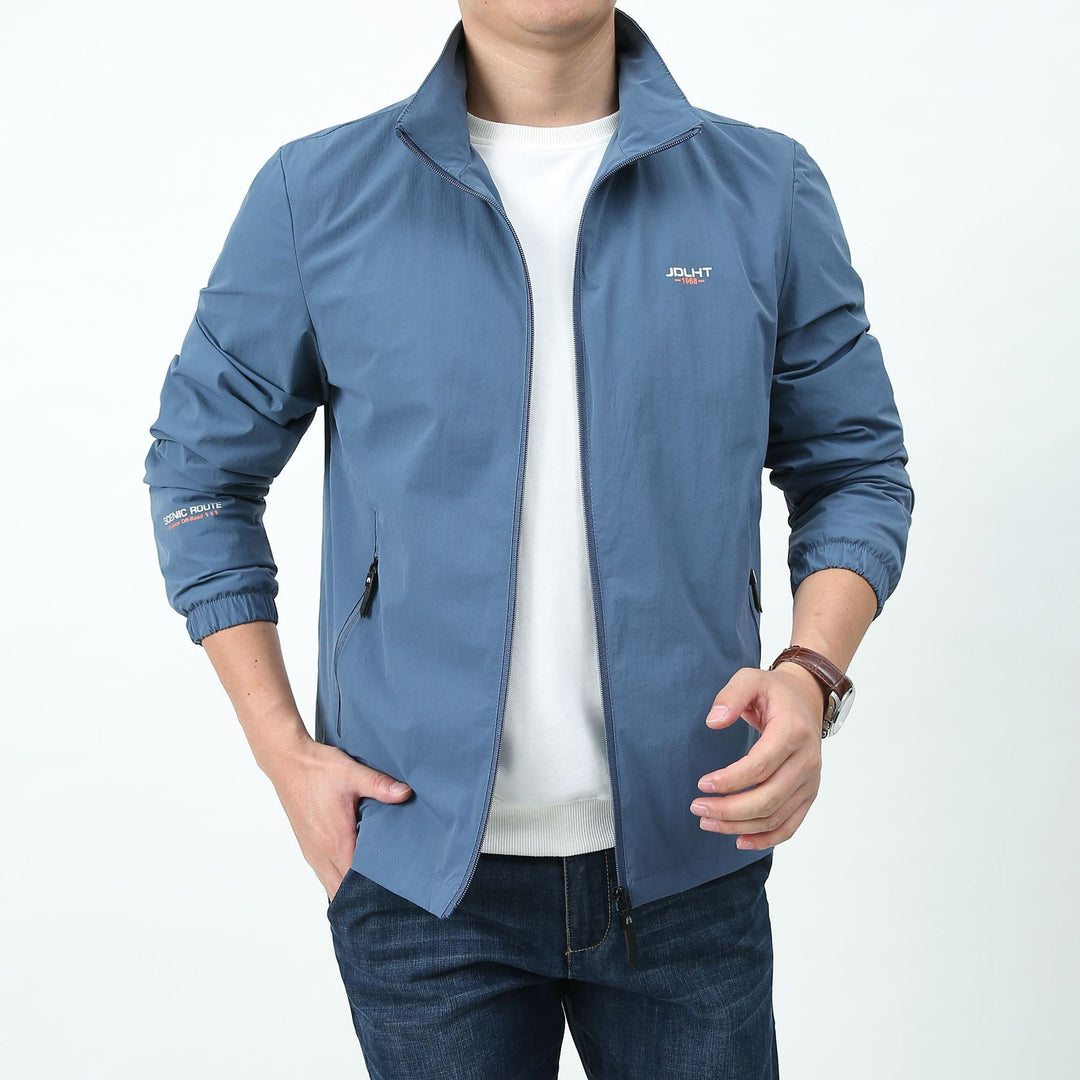 Herren Leichter Windbreaker Blouson mit Stehkragen Reißverschluss‑Taschen und elastischen Bündchen Shop Nory