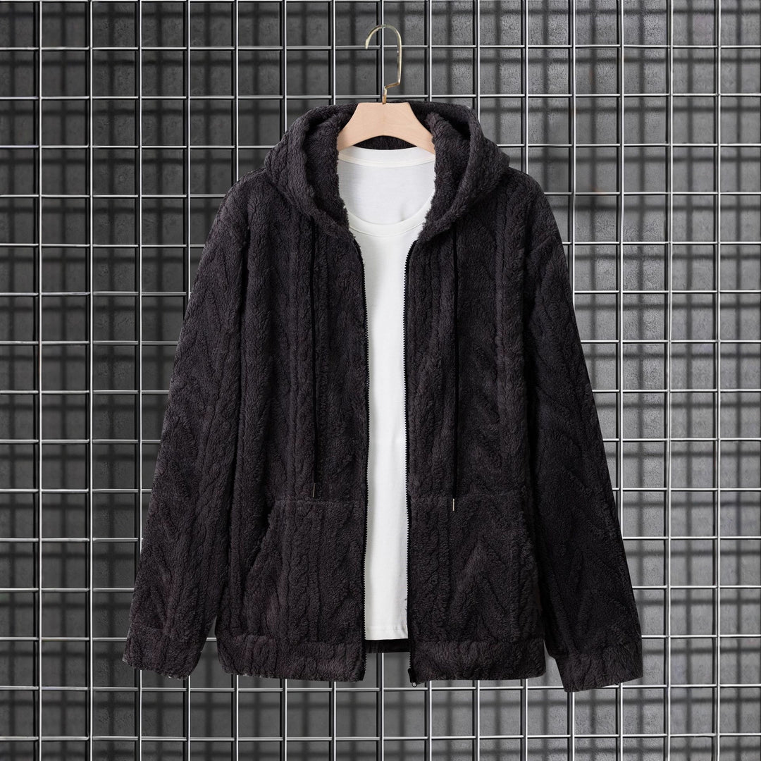 Herren kuschelige Kapuzenjacke aus Teddyfleece mit durchgehendem Reißverschluss und Kängurutaschen Shop Nory