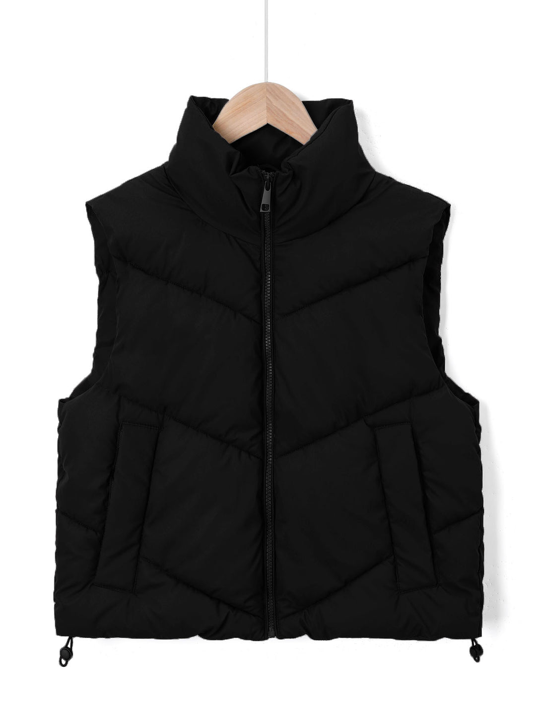 Damen Ärmellose gesteppte Thermoweste mit hohem Standkragen und Kordelzug Shop Nory